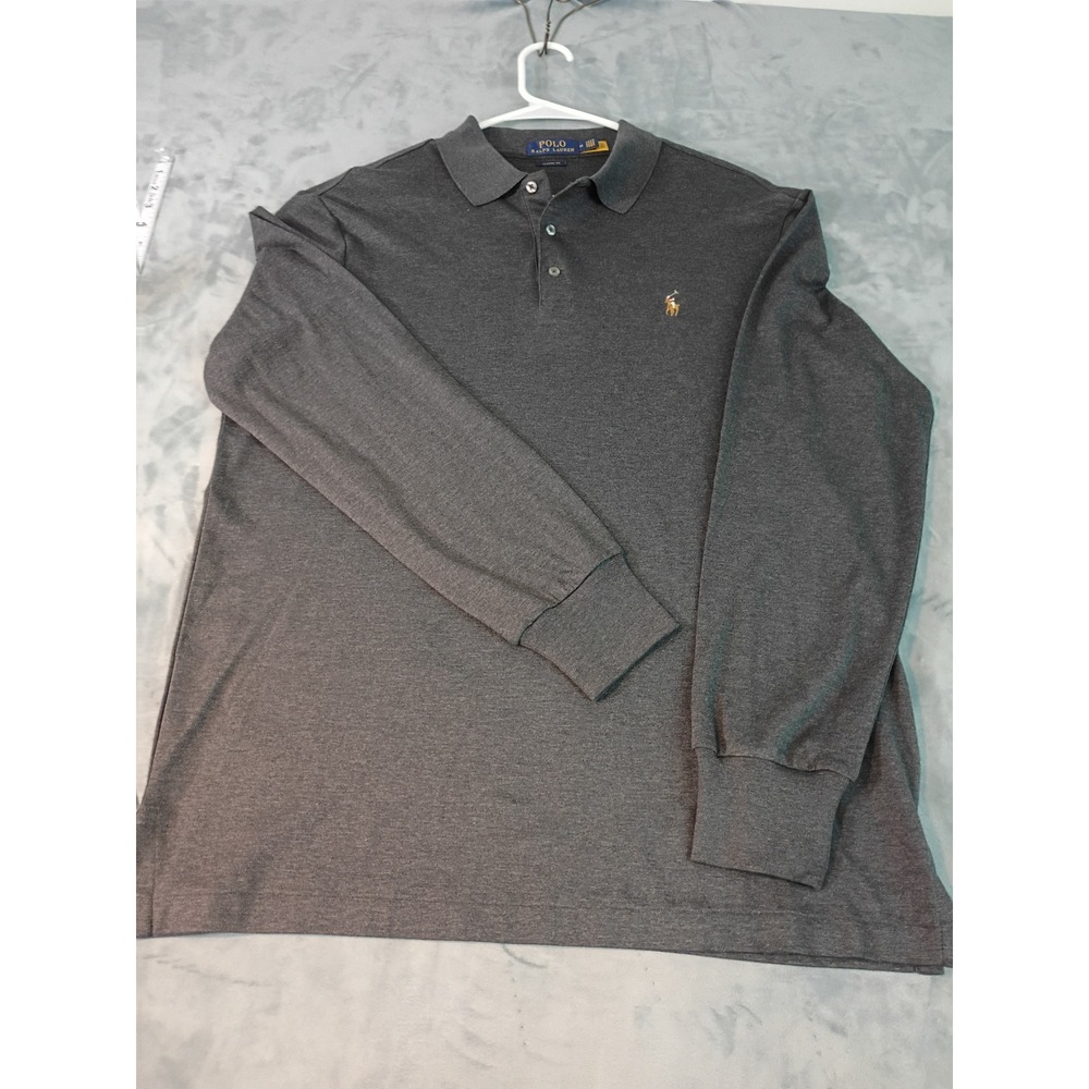 Polo Ralph Lauren Mens Classic Fit Long Sleeve Polo Shirt Gray Heather Medium
